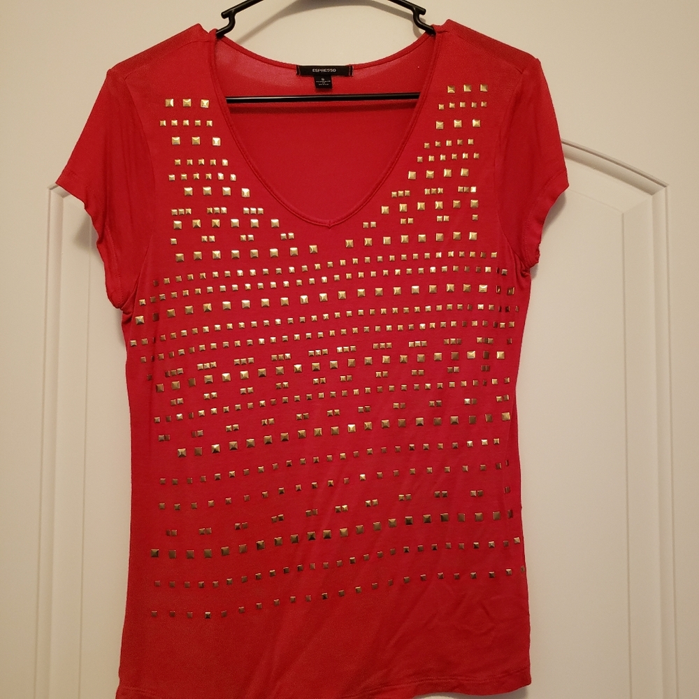 Red and Gold V-neck Shirt